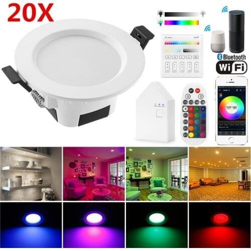20X 9W RGB Warm Cool White 3in1 LED Ceiling Lamp Panel Down Light WIFI/Bluetooth Wall Touch/APP/Music Controller Timer Dimmer
