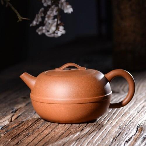260ml Yixing original ore Zisha teapot genuine master all handmade down slope mud line round purple clay tea kettle tea gift