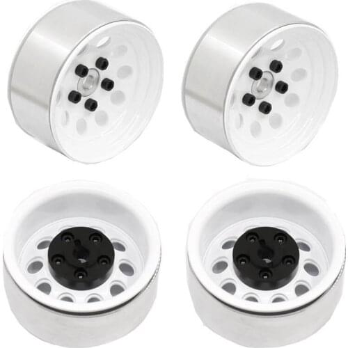 4PCS RC Crawler 1:10 White Metal Wheel Rim 1.9 Inch BEADLOCK for 1/10 Axial SCX10 AXI03007 Traxxas TRX-4 TAMIYA CC01 D90 D110