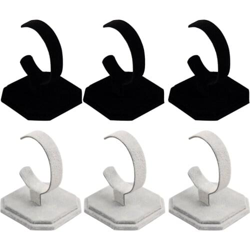 6Pcs Black Grey Velvet C Shape Jewellery Display Holder Rack For Wrist Watch