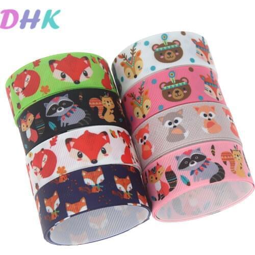 DHK 10yards fox animals Printed Grosgrain Ribbon Accessory Hairbow Headwear Decoration DIY Wholesale OEM B1860
