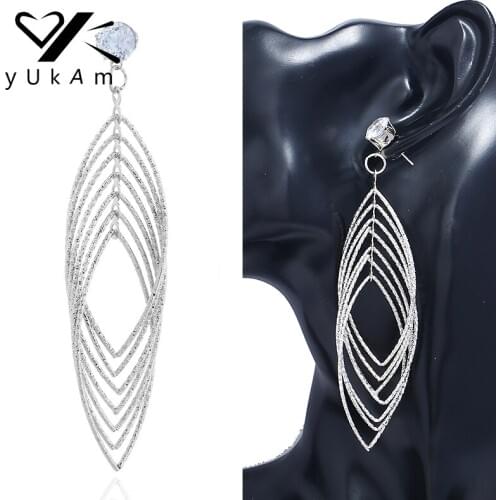 YUKAM Big Exaggerated Baroque Earrings Silver Color Long Tassel Drop Earrings Pendant Female Top Earrings for Women Girl Jewelry