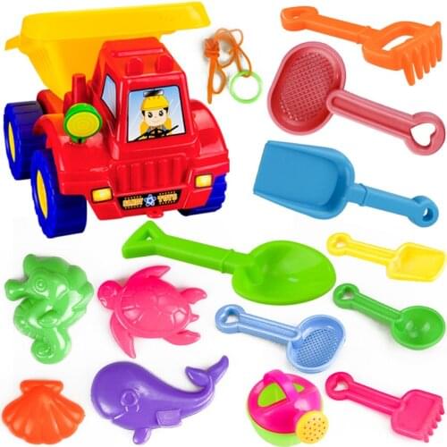 Childrens Beach Toy Car Set Baby Playing Sand Digging Hourglass Large Shovel Swimming Bath Cassia Tools Plastic Toy Set