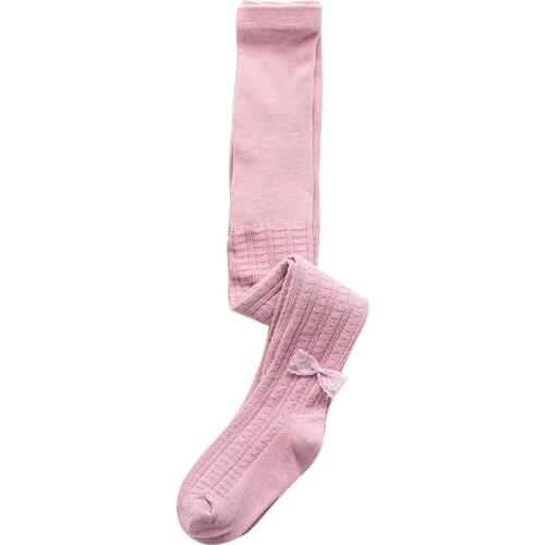 Newborn Solid Color Panty-hose, Baby Girl Spring and Autumn Elastic Waistband Mesh Bow Tights 0-6Y