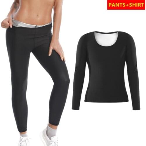Women Shapers Sauna Suit Thermo Sweat Pants Body Shaper Slimming Leggings Woman Waist Trainer Fitness Long Sleeve Shapewear Sets
