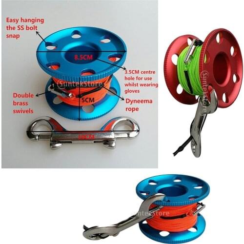 Elastic Finger Spool Reel Line with Steel Double End Snap Swivel Connector Diving Finger Spool Scuba Dive Tech Spool