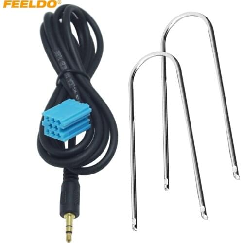 FEELDO 1Set Car 3.5mm Stereo Audio Aux Input Cable Adapter With Key Tools For VW Golf Passat B5 Bora Polo Blaupunkt #MX5767