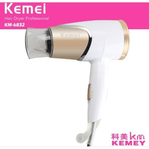 Kemei electric hair dryer KM-6832 foldable handle 1800W cold hot air negative ion hair care