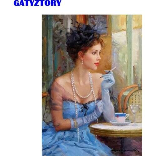 GATYZTORY Frame Figure Painting Woman DIY Digital Painting By Numbers Kits Hand Painted Modern Wall Art For Artwork
