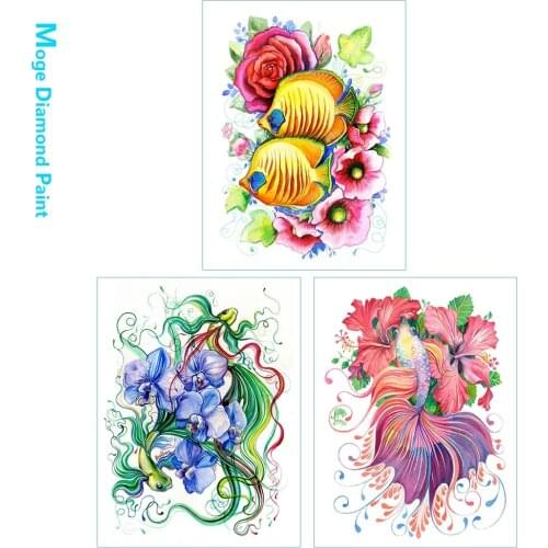 Fish and Flower Diamond Painting Floral Animal Round Full Drill Nouveaute DIY Mosaic Embroidery 5D Cross Stitch Pattern
