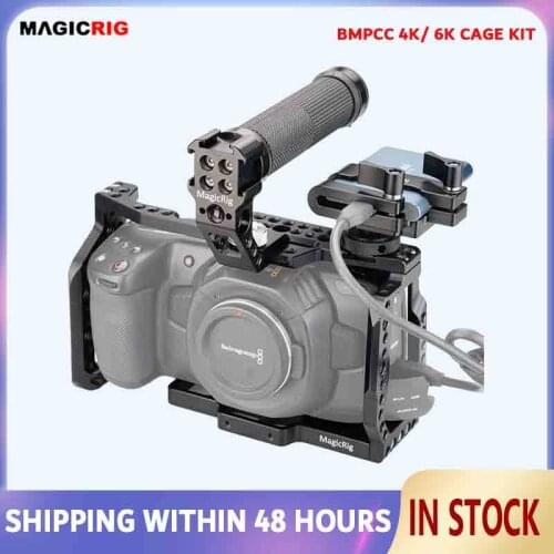 MAGICRIG Camera Cage With NATO Top Handle (Rubber Grip )+ T5 SSD Holder for Blackmagic Pocket Cinema Camera BMPCC 4K & 6K