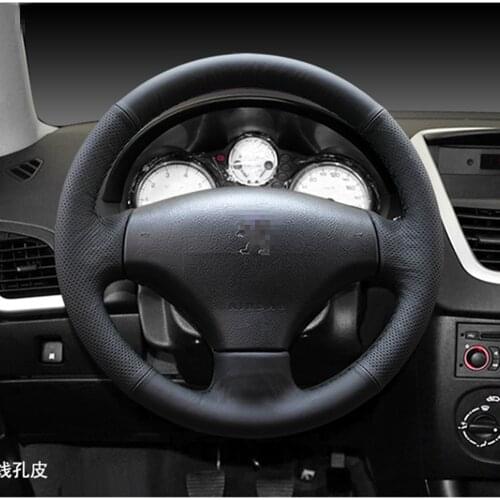 Leather Hand Sewing car Steering Wheel Cover Accessories for Peugeot 206 1998-2005 206 SW 2003-2005 206 CC 2004 2005 207cc 207