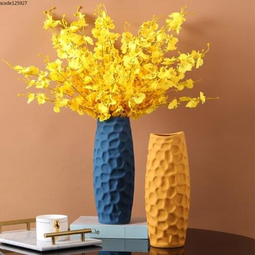 Creative Solid Color Ceramic Vase Irregular Round Texture Dried Flower Flower Arrangement Table Decoration Hydroponic Vase Home