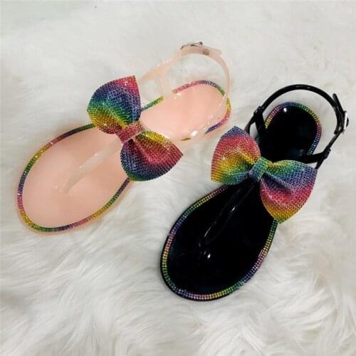 2020 Top seller - Rome Hot Selling Wedges Summer shoes Rainbow diamond bow big slippers jelly Women sandals Large Size