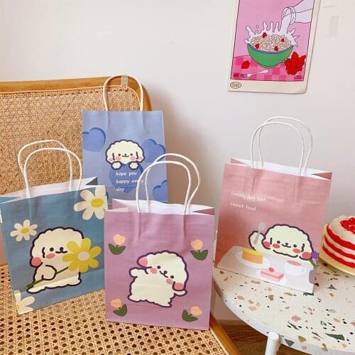 Kraft Paper Bags Bear Christmas Gift Bags with Handle Colorful Cute Sheep Cookie Packaging Bags Wedding Party Favor Boxes