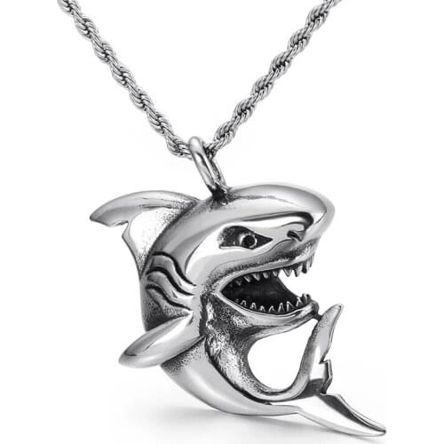 Creative personality small shark mens pendant, titanium steel fashion charm, jumpy accessories