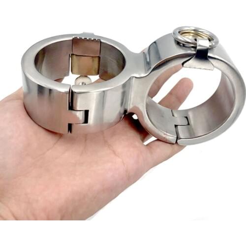 Stainless Steel Cross Handcuffs Adult Games Bondage Restraints Slave Lockable Hand Cuffs BDSM Torture Sex Toys For Couples