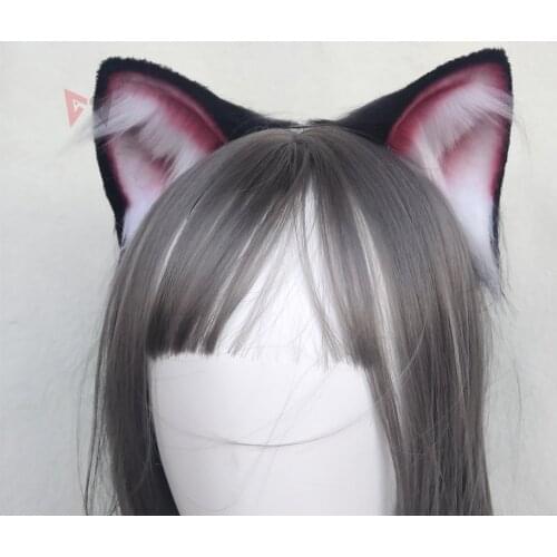 New Black Wine Red Cat Ears Hair Hoop Headwear Hand Made Work For KC Cosplay Party Game Costume Accessories Custom Made
