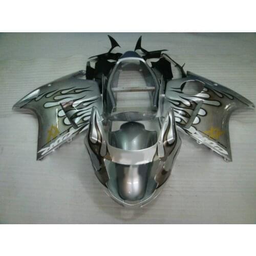 For H Cbr1100XX 1996 - 2005 Fairings CBR1100 XX 2002 silver flames Full Body Kits CBR 1100 XX 2000 Fairing