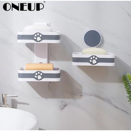ONEUP Soap Dish Punch Free Soap Holder Wall Mounted Soap Sponge Dish Non Slip Soap Holder Bathroom Gadgets Bathroom Accessories
