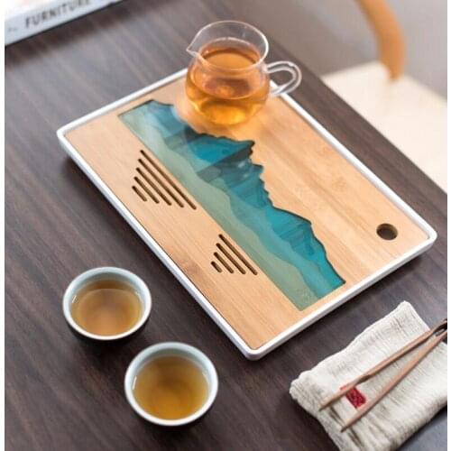 Plastics and bamboo tea trays tea table handmade serving tray kung fu tea accessories