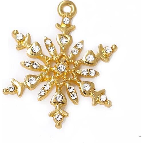 Hot Popular Winter Christmas ewelry accessory Clear Diamante Rhinestone Crystal Hollow Snowflake Charm & Pendant