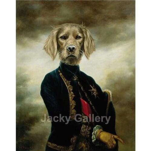 Animals Portrait Painting Dogs Hand Painted Custom Pet Canvas Art Classical The Marquis Royal Christmas Birthday Gift Wall Decor