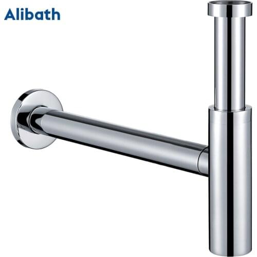 Basin Bottle Trap Brass Bathroom Sink Siphon Drains P-TRAP Pipe Waste, Chrome