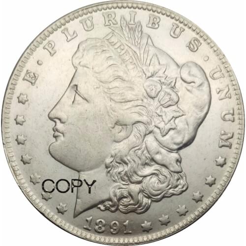 Untied States One 1 Dollar Morgan Dollar 1891 Plated Silver Copy Replica Coins
