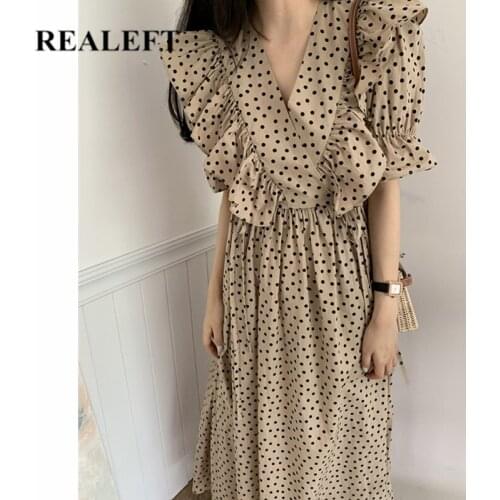 REALEFT Summer Polka Dot Dresses