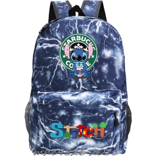 Disney Backpacks Stitch Print Backpacks Students Anime School Bags Travel Bag Men Laptop Rucksack
