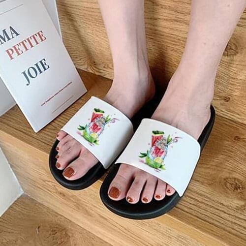 2021 Fashion Shoes Women Filp flops Wine glass Pattern Indoor House Slippers Beach Sandals Non-slip Slides Female Plus Size 41