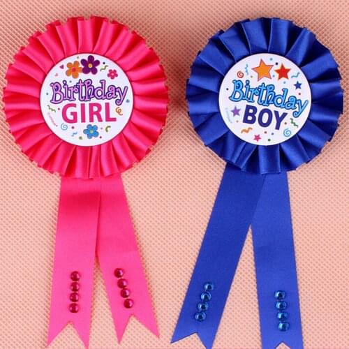 Favors 1PC Birthday Girl Boy Award Ribbon Rosette Badge Pin Baby Shower Award Ribbon Badge Party Favor Decoration