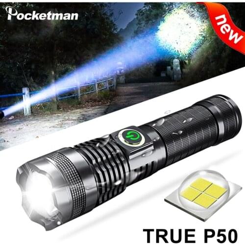 New XHP50 900000Lm LED Flashlight Built-in Battery Torch USB Light Charging 5 Modes Flashlight With Zoomable Power Display Lamp