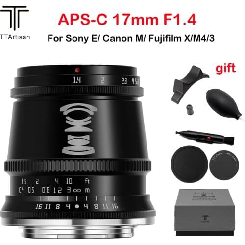 TTArtisan 17mm F1.4 APS-C Cameras Lens Manual Focus MF for Canon M EF-M EOS-M Sony E Fujifilm X Fuji X M43 M4/3 Mount