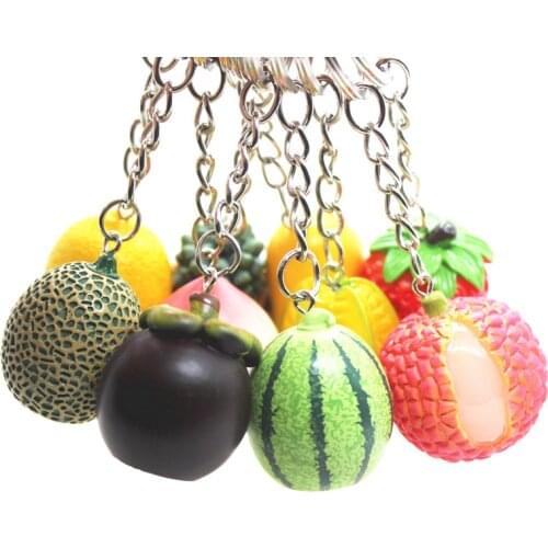 Funny Simulation Fruit Mangosteen/pineapple Keychain Fashion Creative Watermelon/Strawberry KeyRing Pendant Gift Fit Bookbag/Key