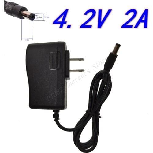 4.2V 2A 18650 Lithium Battery Charger 1S 18650 battery Portable Wall Charger DC 5.5 * 2.1 MM