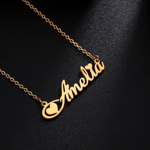 Sipuris Unique Custom Name Letter Pendant Necklace Personalized Heart Stainless Steel Necklaces For Women Jewelry Gold Gifts