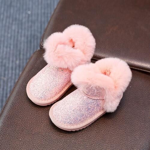 1 8 12 13 14 Years Baby Ankle Winter Boots 2020 ChildrenS Shoes For Big Kids Girls Snow Sequins Leather Furry Plush Warm Boots