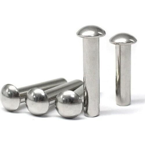 101pcs M2 M2.5 Stainless Steel 304 Half round Head Rivets Pan Header Solid Rivetings hand Knock Rivet Rivet 3mm-25mm Long