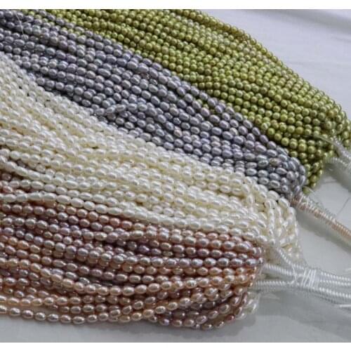 30 strands white pink purple gray black green freshwater cultured pearl 6-7mm rice shape beads