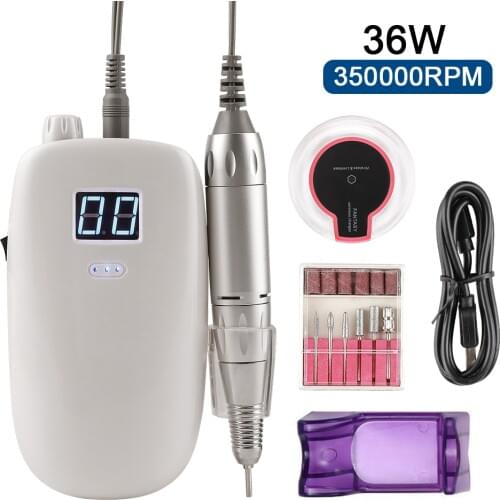 35000RPM Nail Drill Machine 36W Wireless Recharging Gel Nail Art Polisher Portable Electric Nail File Set Tools For Manicure
