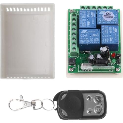 433MHz DC12V 4CH Wireless RF 4-Key Relay Remote Control Switch Receiver Transmitter