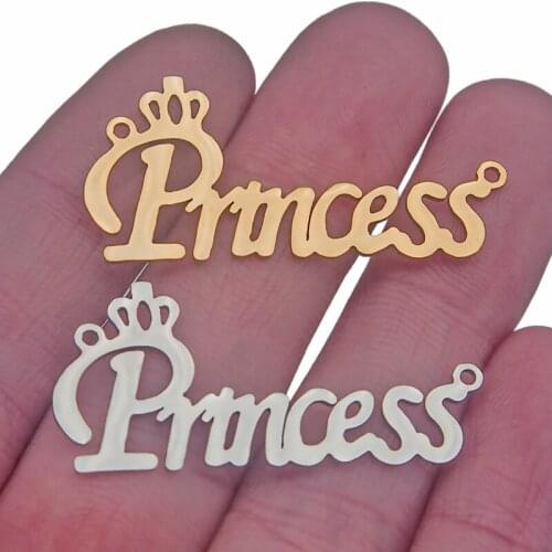 5pcs Stainless Steel Gold Princess Crown Connector Charms Diy Necklace Bracelet Women Men Gifts Jewelry Making Supplies Findings