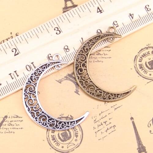 10pcs Charms hollow moon 40x30mm Antique Pendants,Vintage Tibetan Silver Jewelry,DIY for bracelet necklace