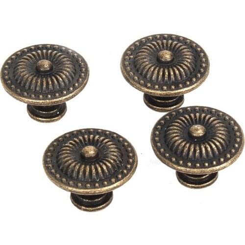 Promotion! Decorative vintage round furniture buttons bronze cabinet drawer Handle pack of 4