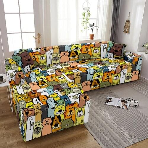 Sofa Cover Dachshund Print Sofa Towel Slipcover Sofa Covers for Living Room Cartoon Animal Couch Cover Furniture Protector