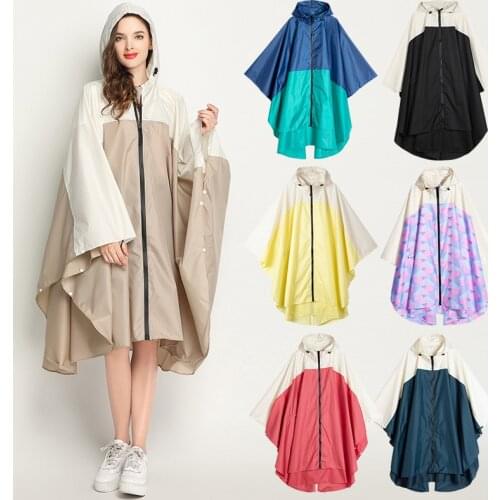 1pc EVA Raincoat Women with Hat Zipper Slicker Poncho Rainwear Stylish Long Style Waterproof Environmental Rain Jacket