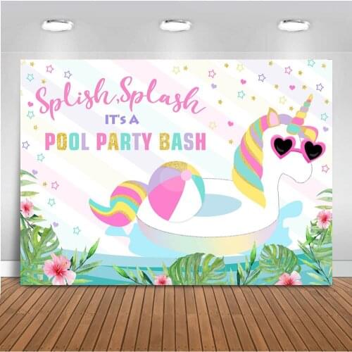 POOL Party Backdrop for Photography Happy Birthday Theme Party Decoration Supplies Swimming Ring Summer Holiday Parties