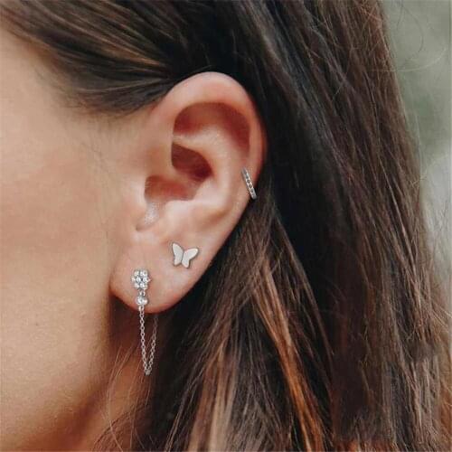 GorGor Clip Earrings Women 925 Sterling Pattern Butterfly Minimalist Small Exquisite Creative Engagement Jewelry 60201420703